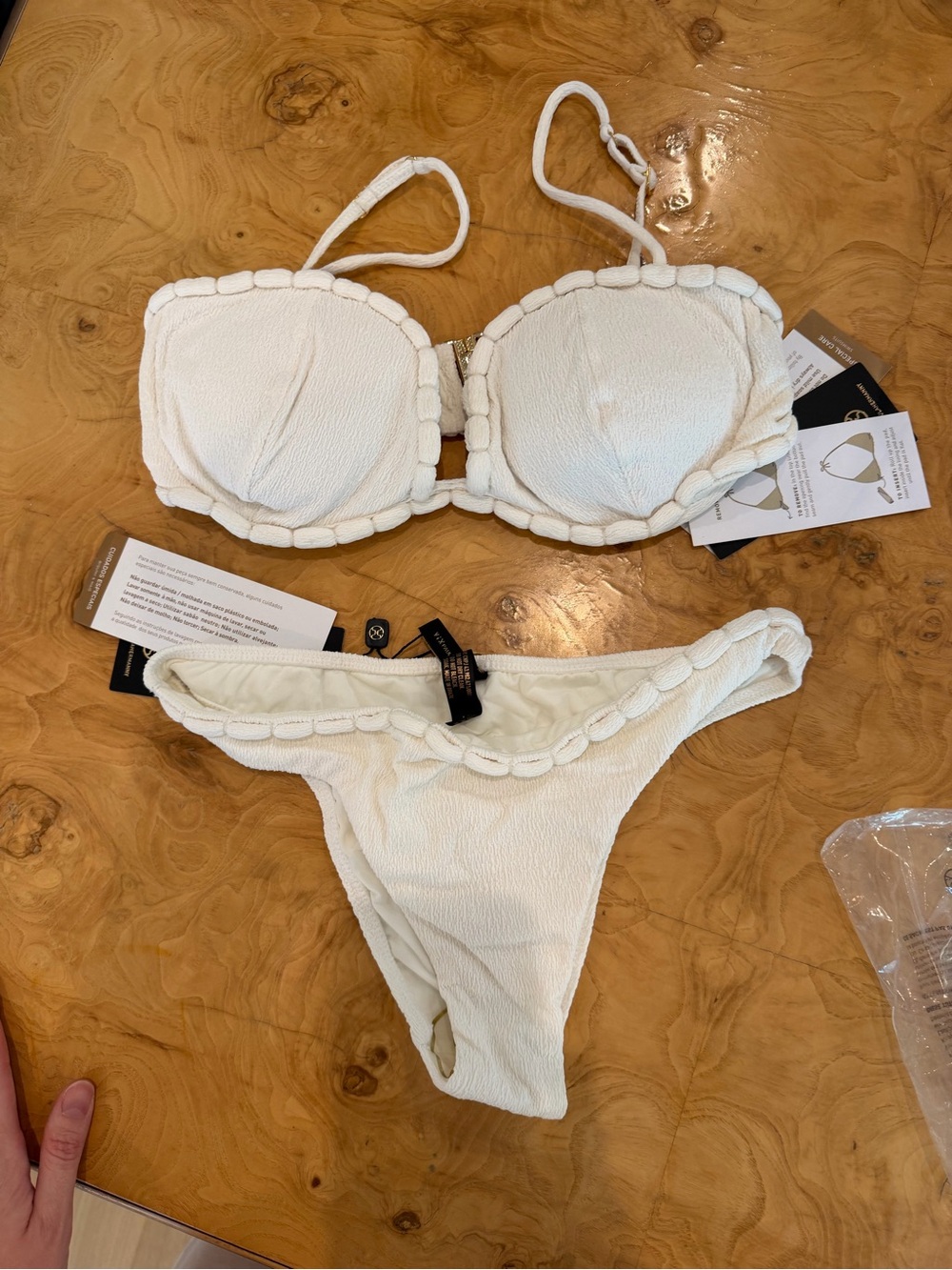 ViX Paula Hermanny White Firenze Bikini Bottom Sz M Runs Small Fits S NWT